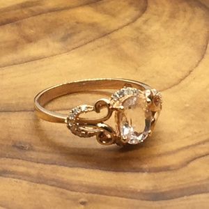 VintageRose gold Simulated Morganite diamond ring